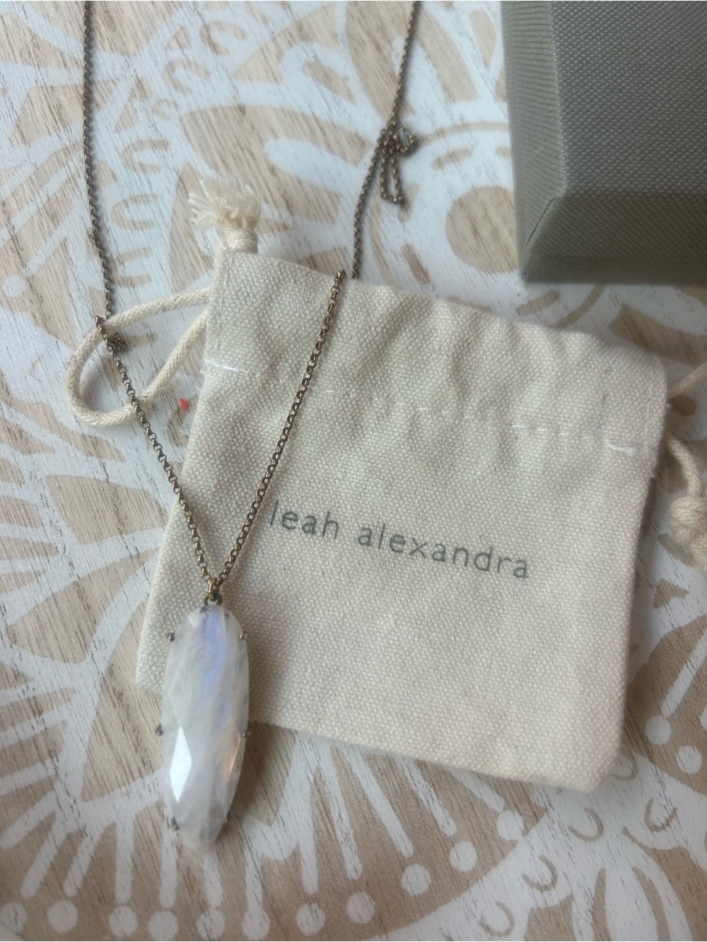 Leah Alexandra Cream Moonstone long Pendant Necklace